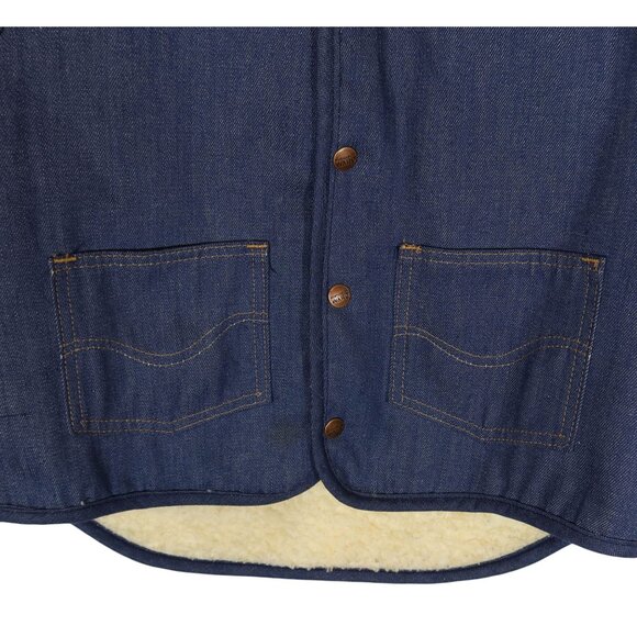 Vintage MONTGOMREY WARD Faux Shearling Denim Vest Size M NOS Western Cowboy - Picture 3 of 8